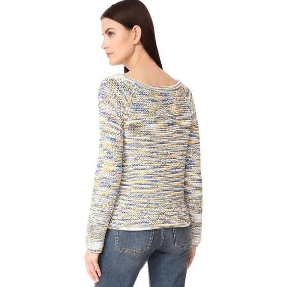 Theory Coella Knit Sweater Size Small Denim Mix Soft Chain Drawstring‎ Boatneck - Picture 9 of 16